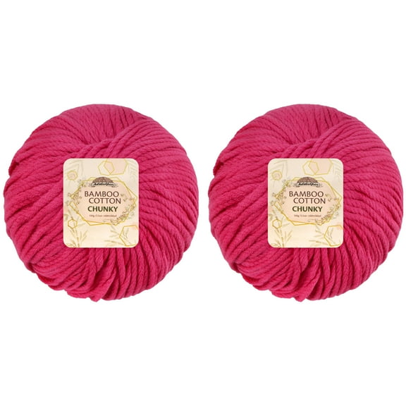JubileeYarn Bamboo Cotton Chunky Yarn - 100g/Ball - Magenta - 2 Balls