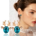 thumbnail image 1 of Fiudx Pendientes En Asta, Diseño Festivo En Ciervo, Estilo Bohemio, Ideal En Navidad, Accesorio En Celebraciones, Aleación En Oro Rosa., 1 of 2