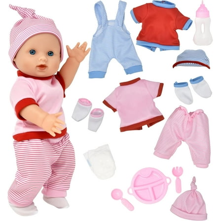 12 Inch Vinyl Doll with 2 Outfit Sets and Accessories