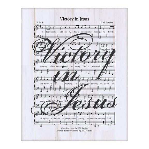 Sheet Music Wall Art Decor Plaque 12x15 - Victory In Jesus