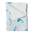 thumbnail image 2 of Sea Animals Soft Flannel Fleece Throw Blanket, Leaping and Playing Dolphin Aquatic Life Animal Marine Theme, Cozy Plush for Indoor and Outdoor Use, 60" x 80", Turquoise Blue Navy, by Ambesonne, 2 of 5