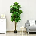 thumbnail image 1 of Costway 6ft Artificial Natural Fig Tree Bush Indoor/Outdoor decorative Planter, 1 of 5