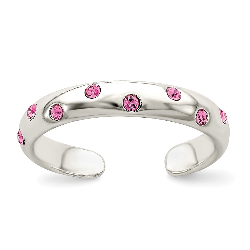 Auriga 925 Sterling Silver Pink Cubic Zirconia Toe Ring for Women