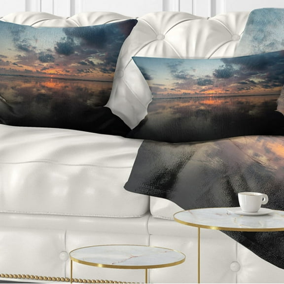 Designart Matapalo in Costa Rica Beach Sunset - Seascape Throw Pillow - 12x20
