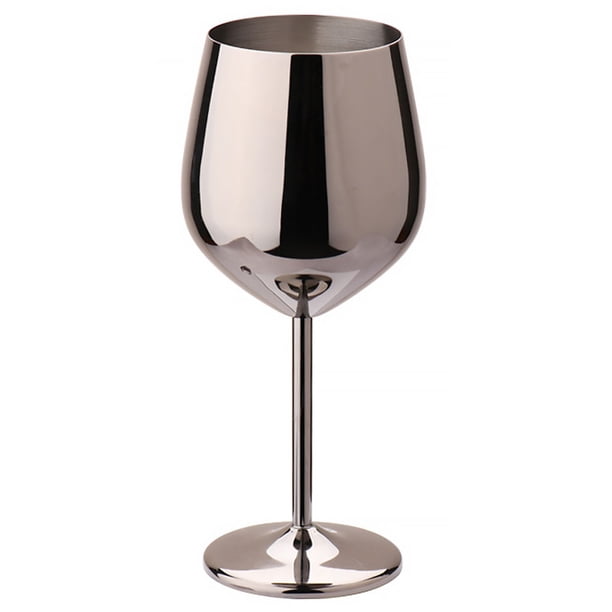 Copa de vino de acero inoxidable 500 ml Copa de cóctel con tallo irrompible de una sola capa, negro Eigraketly LF0111-04B