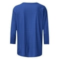 thumbnail image 5 of nerohusy Women Waffle 3/4 Sleeve Shirts Casual Solid Color Crew Neck Pullover Top Basic Dressy Loose Daily T-Shirts 2025 Spring Tunic Blouse Tops Blue,S, 5 of 5