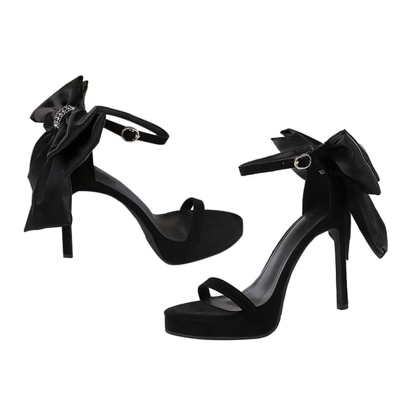 Heel Sandals for Women Sexy Open Toe Stiletto High Heel 11 CM Large bow Rhinestones Pump Party Dress Heel