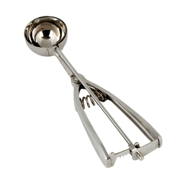 Excellante 0.75 oz stainless steel ambidextrous scoops, 1.63" diameter, comes in each