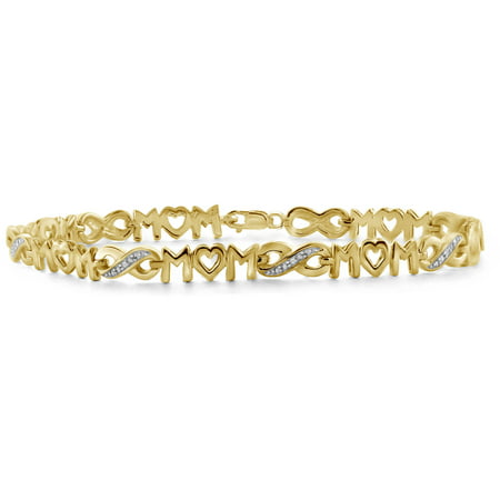 JewelersClub White Diamond Accent 14kt Gold-Plated Mom and Infinity Bracelet, 8.00
