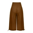 thumbnail image 4 of Aboser Womens Capris Plus Size Cotton Linen Cropped Trouser Cozy Soft Lounge Pants Drawstring Elastic Waisted Capri Pants with Pockets, 4 of 6