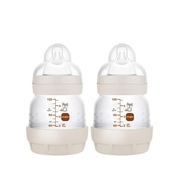 MAM Easy Start Anti-Colic Baby Bottles, Extra Slow Flow, Breastfeeding-Like Silicone Nipple Bottle, Reduces Colic, Gas, & Reflux, Easy-to-Clean, BPA-Free, Vented Baby Bottles for Newborns, 0-3 Months