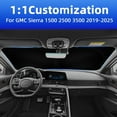 thumbnail image 2 of Windshield Sun Shade for GMC Sierra 1500 2500 3500 (2019-2025), Front Window Shades Custom Fit for Sierra, Foldable Car Sun Shield with Steering Wheel Sunshade to Block UV Keep Car Cool, 2 of 6