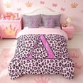 thumbnail image 3 of meiyoeat Glitter Leopard Print Letter A Twin Bedding Sets, Girls Teens, Pink Sparkle Monogrammed Bedding Comforter Set, Pink Reversible 7 Pieces, 3 of 6