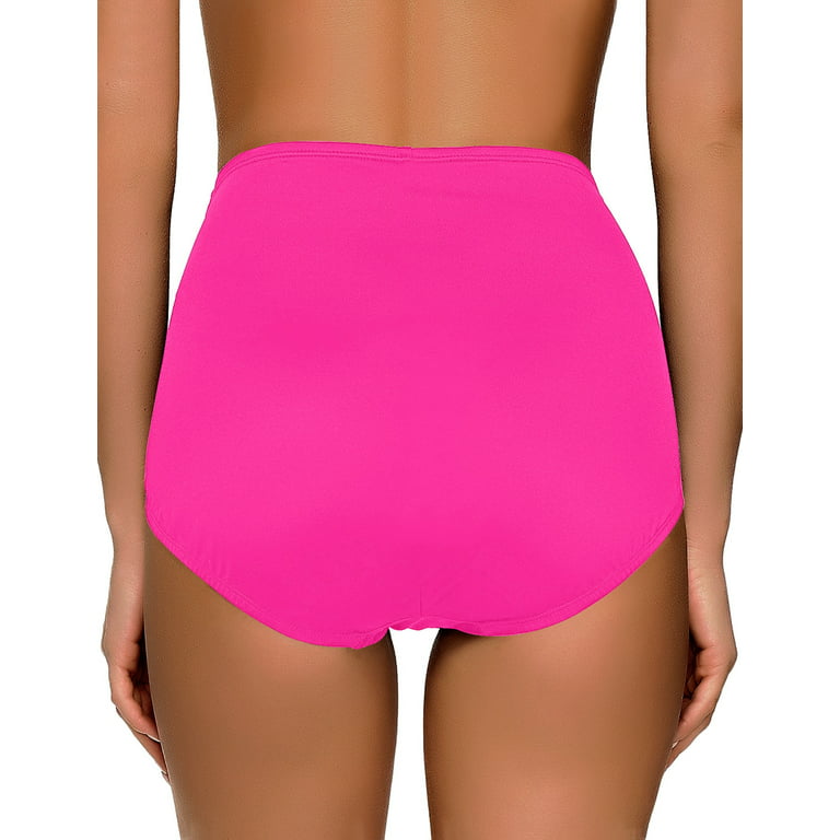 luvamia Women's High Waisted Swim Bottom Women Elastic Ruched Bikini  Tankini Swimsuit Briefs Size XL Fit Size 16 Size 18