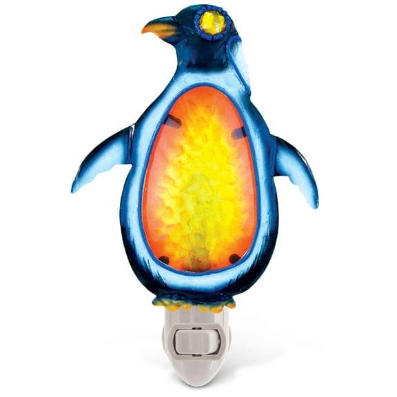 Puzzled Glass Art Night Light Penguin, Plug in Decorative Socket Lamp