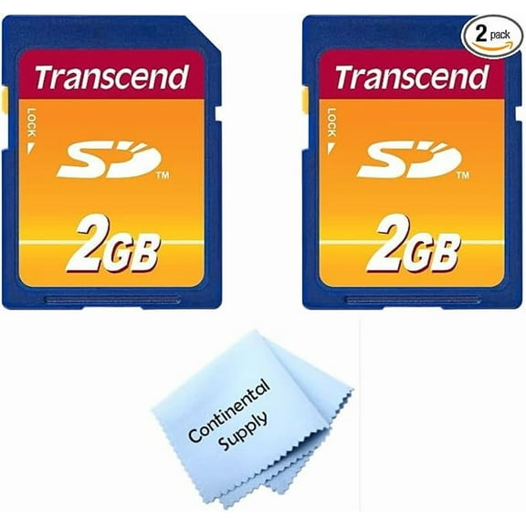 2 Pack Transcend 2GB SD Flash Memory Card TS2GS with Continental Cloth