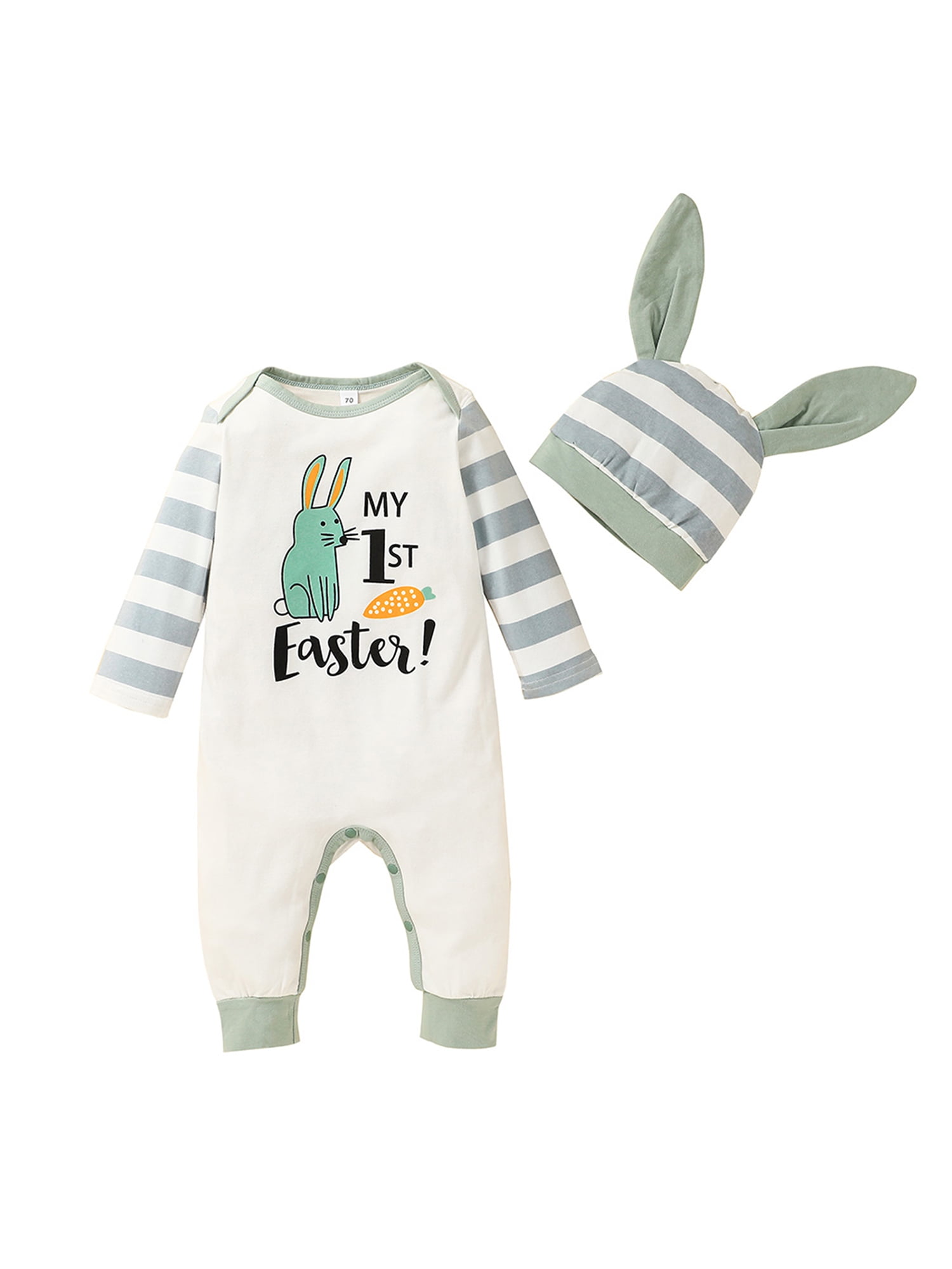 Baby Boy Girl First Easter Clothes Bunny Long Ear Rabbit Hoodie Cute Romper 