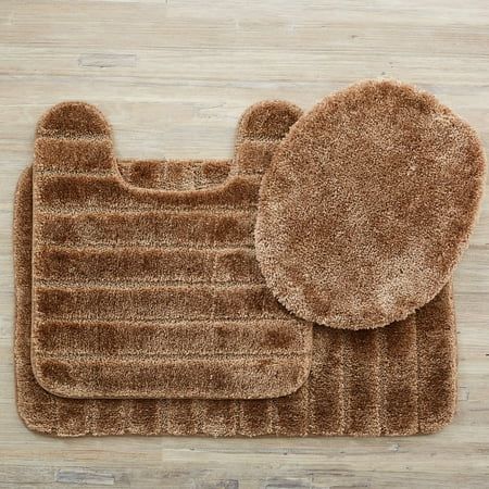Brown And Teal Bathroom Rugs Mohawk Veranda Bath Rug Set (Set Contains: 1'8x2'6, 1'8x1'8 Contour and Universal Toilet Lid Cover) ()