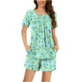 thumbnail image 6 of Censtreet Pajama Set for Women 2 Piece Lounge Set Short Sleeve Tops and Shorts Soft Sleepwear, 6 of 7