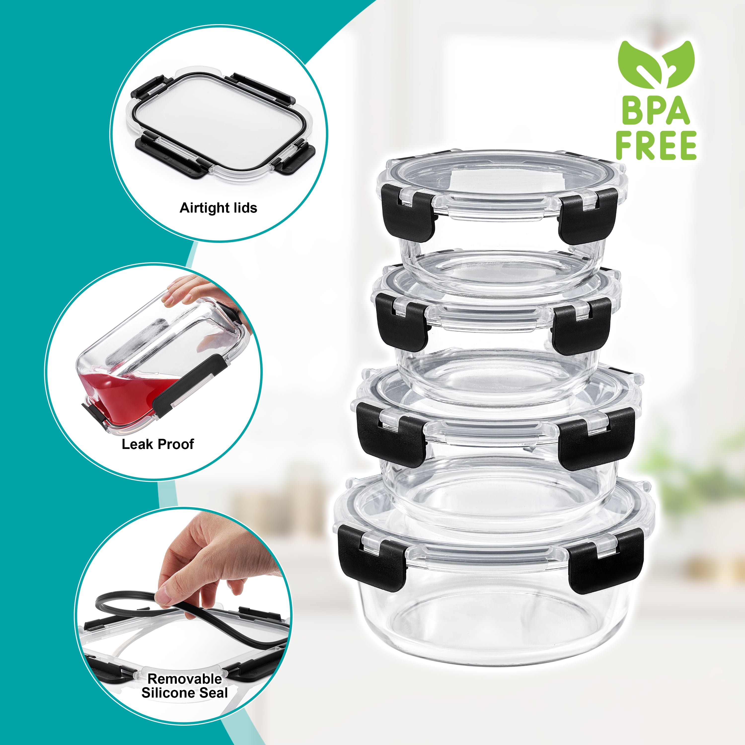 Sorbus Glass Food Storage Airtight Containers Set of 12 with Lids (24 Pcs)