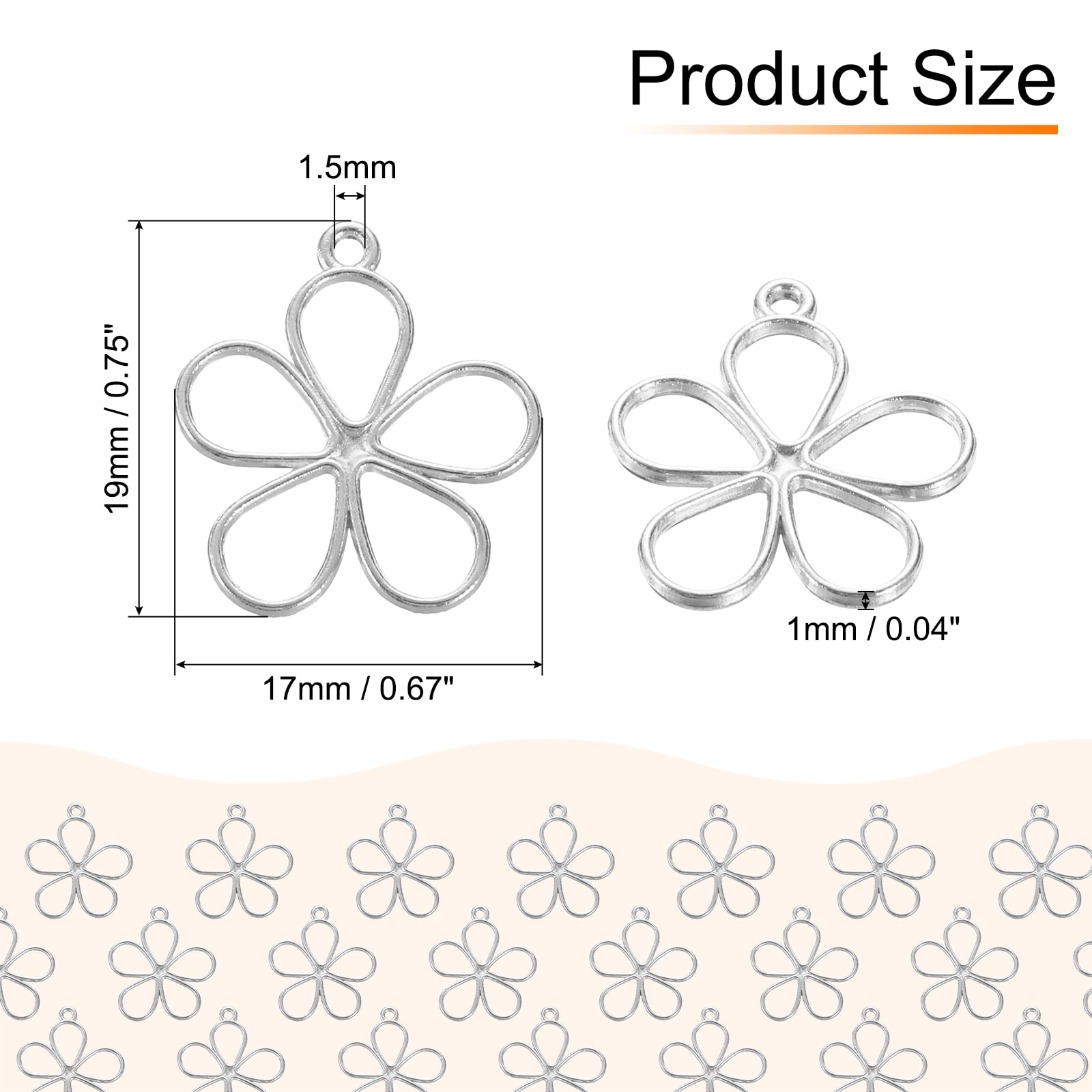 Unique Bargains Hollow Flower Charm Open Bezel Frame for Jewelry Making Silver Tone