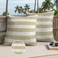 thumbnail image 3 of Cream Striped Outdoor Pillow Covers 26x26 Set of 2, Waterproof Patio Throw Pillowcase Protectors, Farmhouse Vintage Brown Stripes Square Decorative Pillow Shams Cushion Covers for Seat Bed Couch Sofa, 3 of 8