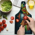 thumbnail image 3 of Fantasy Cutting Board, Oriental Style Castles Under Starry Sky Playroom Graphic, Decorative Tempered Glass Cutting and Serving Board, Wine Bottle Shape, Multicolor, by Ambesonne, 3 of 5