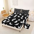 thumbnail image 2 of Homewish Happy Halloween Ghost Queen Sheets,Tiny Dot Print Queen Sheet Sets,Black White,4-Piece,1 Flat Sheet,1 Fitted Sheet and 2 Pillowcases, 2 of 6