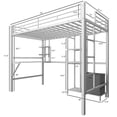 thumbnail image 7 of UBesGoo Metal Twin Size Loft Bed Frame with Stairs & Full-Length Guardrail, Rustic Wood, White Frame, 7 of 7