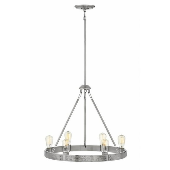 Coastal Modern Farmhouse Six Light Chandelier-Brushed Nickel Finish Bailey Street Home 81-Bel-3003113