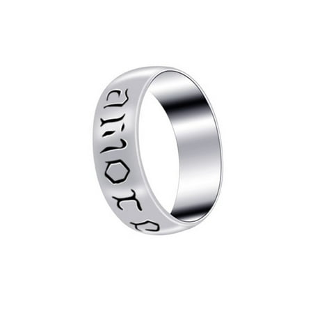 Amore Band Ring - Gem Avenue 925 Sterling Silver Amore Engraved Band,7mm Size 5