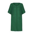 thumbnail image 3 of Beach Mini Dress with Pockets Cover Ups Women Short Sleeve Linen Button Up Shirt Dress Swimwear Coverups Dress, Green S, 3 of 5