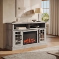thumbnail image 5 of BELLEZE 58" TV Stand with 23" Electric Fireplace, Fireplace TV Console for TVs up to 65", Home Entertainment Center with Storage Cabinet and Adjustable Shelves - Astorga (Gray Wash), 5 of 7