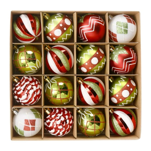 16 piezas de adornos navideños de bolas colgantes, manualidades, colgantes, decoraciones navideñas para Acción de y festividades. Verde Blanco