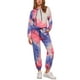 thumbnail image 1 of INSPIRAR CHIC Conjuntos de Sudadera Tie Dye para Mujeres, Sudadera con Capucha, Jogging, Conjunto de 2 Piezas, Color Púrpura Azul, 1 of 6