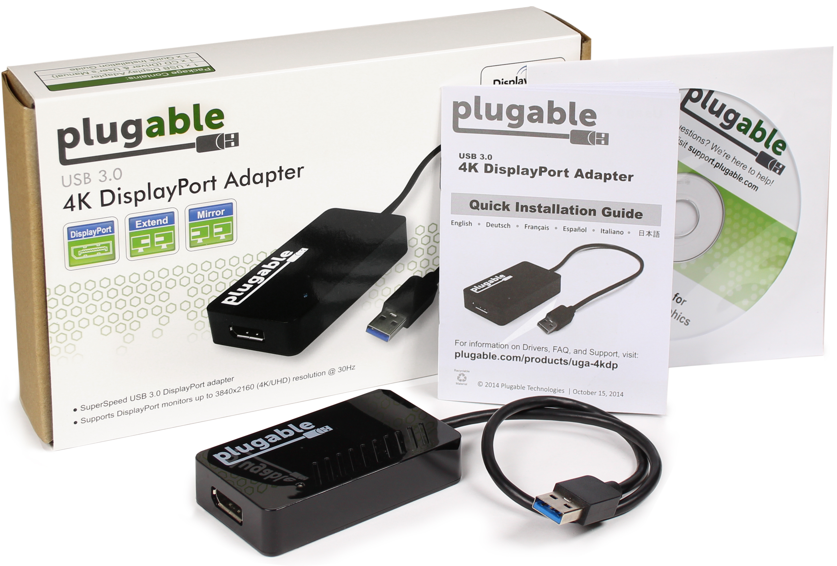 Plugable USB 3.0 to DisplayPort 4K UHD Video Graphics Adapter for Multiple Monitors up to 3840x2160 Supports Windows 11,10, 8.1, 7, and macOS - image 4 of 5