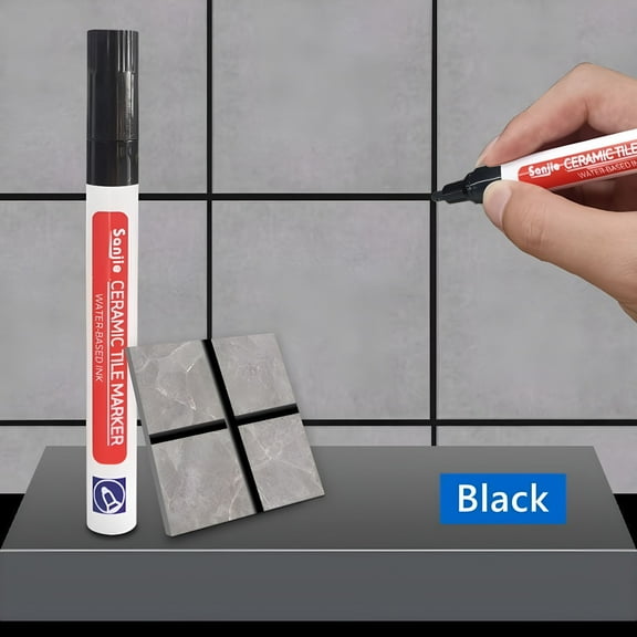 VELIMO Waterproof Grout Tile Pen Wall Grout Restorer Marker Pen for Bathroom Wall Floor Decontamination Seam Repair Pen 1 Pcs-Black