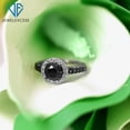 thumbnail image 2 of Diamond Halo Rings – 2.00 CTW Black & White Diamond Halo Ring, Sterling Silver Ring Band – Black Ring Diamond Rings for Women – Birthday Gifts, 2 of 8