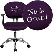 Flash Furniture Personalized Mid-Back Purple Mesh Padded Swivel Task Office Chair with Chrome Base and Arms