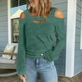 thumbnail image 2 of JAKANYQ Ladies' Tops Solid Color Casual Long Sleeve Off Shoulder Shirts Blouse Tops Cozy Warm, 2 of 5