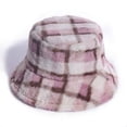 thumbnail image 3 of Diufon Women's Winter Warm Bucket Hat Plush Thickened Warm Plaid Hats Fleece Lined Outdoor Windproof Cap, 3 of 4