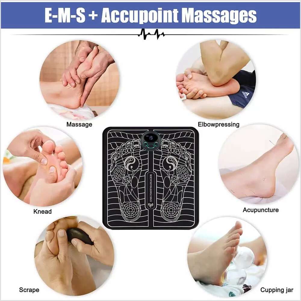 Portable Foot Massager Pad 15 Level Blood Circulation Electric Muscle Stimulator