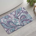 thumbnail image 2 of Purple and Teal Paisley and Floral Pattern Bathroom Rugs Mat,Non Slip Microfiber Bathroom Rug,Rubber Backing,Soft Bathroom Mats for Bathroom Floor,Tub and Shower,17x27in(43x68cm), 2 of 5