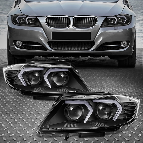 NUVISION for 07-12 BMW 328I 335I 4-Door Sedan LED Switchback Projector Black Headlight