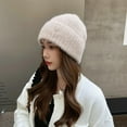thumbnail image 2 of Knit Beanies for Women Soft Warm Stretchy Bonnet Hat Beret Roll up Edge Fall Winter Cap for Ski Travel Work Headwear, 2 of 7