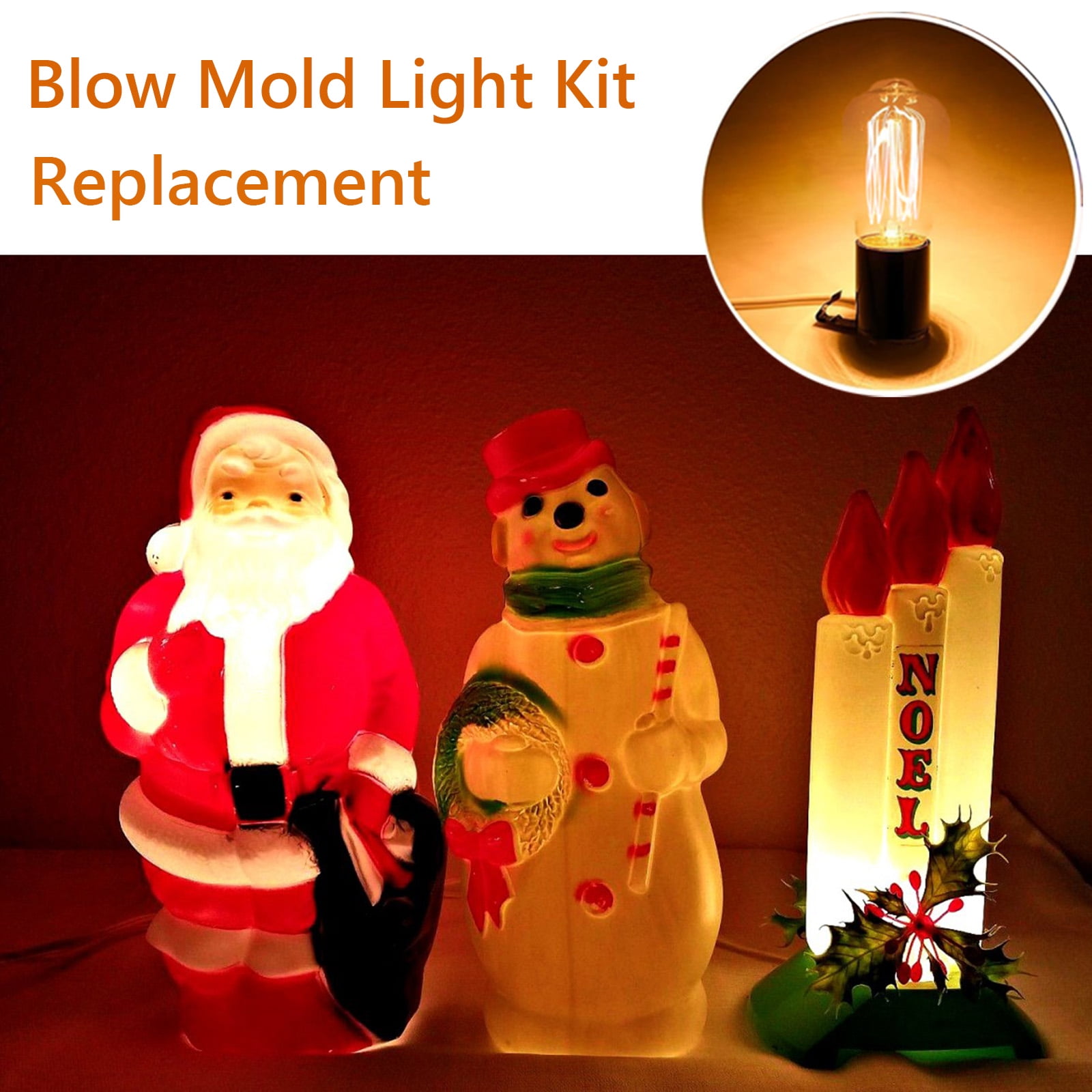 TWDRTDD Blow Mold Light Kit Replacement, E27 E26 Single Light Cord Kit with Switch Fuse Plug, for Indoor Outdoor Halloween Christmas Village House Craft Decorations and Salt Lamp (2-Pack)