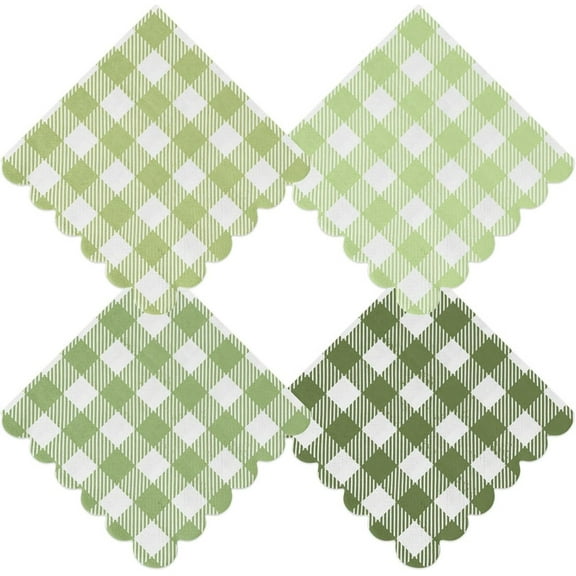 Cocktail Napkins, Paper Napkins Disposable for Dinner, Plaid Party Napkins, Wedding Napkins, 9.8 x 9.8 Inch, 3-Layer Paper for Party Dining, Picnic, Home (80, Green)