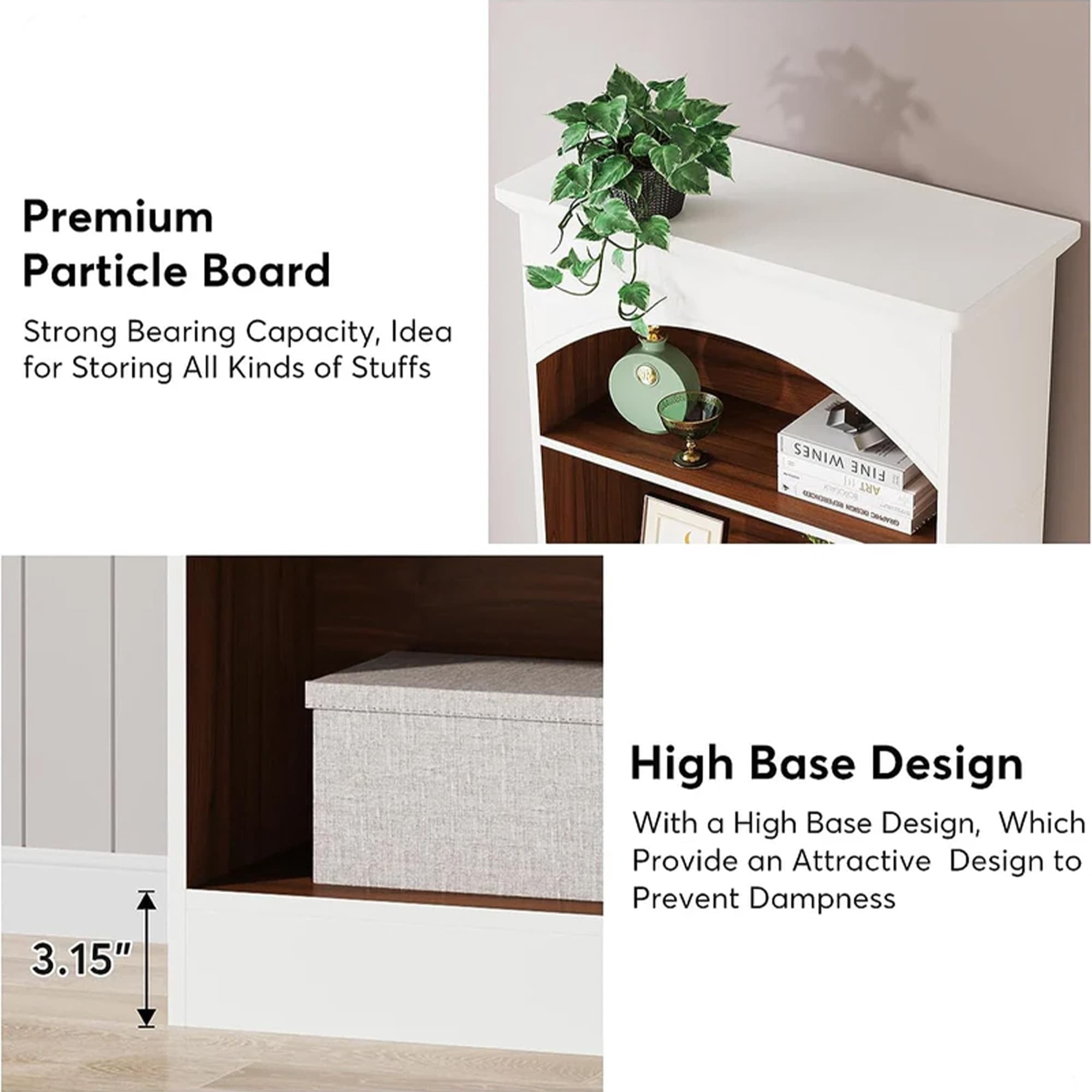 MAYEERTY 70.9" 5-Tier Tall Storage Bookcase, Waterproof Melamine Particleboard Display Shelf with Anti-Tip Accessories
