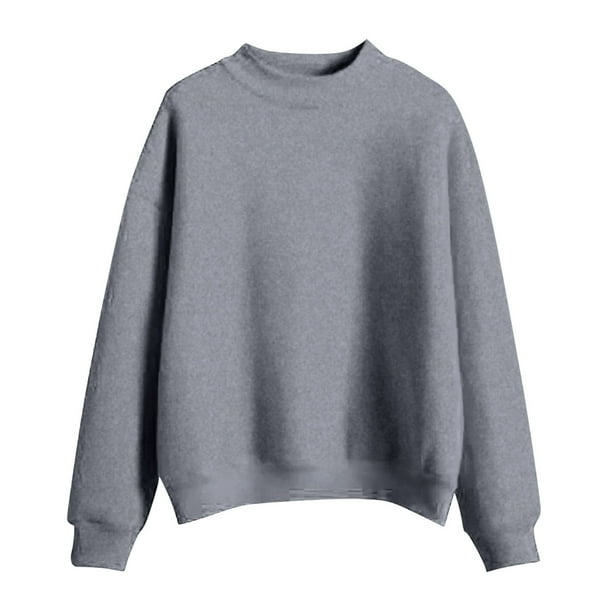 Gibobby Blusa Manga Larga Mujer Sudadera de terciopelo de manga larga con cuello y cuello redondo para mujer(Gris, XXL)