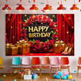 thumbnail image 5 of Elegant Red Rose Themed Happy Birthday Banner Party Backdrop Decoration for Photography Props Birthday Party Celebrations Gift Display Decor Event Setup, 5 of 8